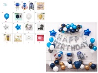 Balony dekoracyjne na urodziny ASTRONAUTA - zestaw 76 szt