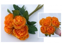 Bukiet sztuczny RÓŻE OGRODOWE 29 cm 7 kwiatów 8 cm - POMARAŃCZOWE