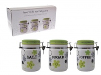 Dol. KWIAT - pojemnik ceramiczny hermetyczny (Kawa, cukier, sól) kpl 3 szt