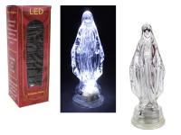 Figurka MARYJA BEZBARWNA LED świecąca na baterie 11x3,5 cm ZIMNY BIAŁY