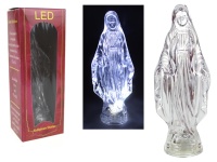 Figurka MARYJA BEZBARWNA LED na baterie 15x4 cm ZIMNY BIAŁY