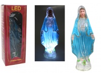 Figurka MARYJA NIEBIESKA LED na baterie 11x3,5 cm ZIMNY BIAŁY