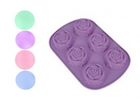 Forma silikonowa do pieczenia BABECZEK, MUFFINEK w kształcie RÓŻY 26x18x3 cm mix kolor