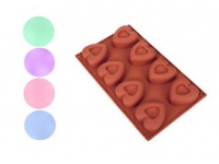 Forma silikonowa do pieczenia 8 ciastek, babeczek w kształcie SERC 29x17,5x3 cm mix kolor