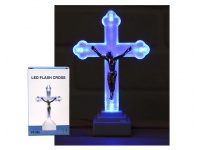 Krzyż plastikowy LED światło niebieskie lub białe 13x8x5 cm