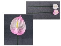 Kwiat sztuczny piankowy ANTURIUM (wys. 67 cm, kwiat 14x11 cm) - BIAŁO-JASNO RÓŻOWY - 1 szt
