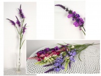 Kwiat sztuczny, łodyga 5 ramienna z drobnymi kwiatami 86 cm - mix kolor
