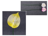 Kwiat sztuczny piankowy ANTURIUM (wys. 67 cm, kwiat 14x11 cm) - BIAŁO-ŻÓŁTY - 1 szt