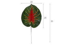 Liść sztuczny dekoracyjny WNĘTRZE ARBUZA 35x18 cm (ciemna zieleń z czerwonym) - 1 szt