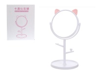 Lusterko kosmetyczne KOTEK z różowymi uszami, podstawką i wieszakiem na biżuterię 30x15 cm