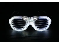 Okulary świecące IMPREZOWE LED na baterię 15,5x6 cm BIAŁE
