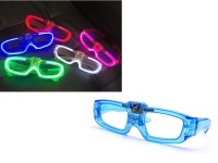 Okulary świecące IMPREZOWE LED prostokątne 15x4,5 cm - MIX KOLOR