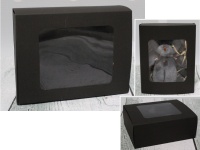 Pudełko, kartonik prezentowe składane CZARNE z okienkiem 20x16x5,5 cm