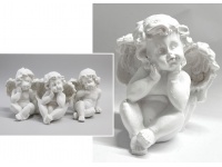 Aniołek ceramiczny podpierający się siedzący 8x8 cm - 1 szt