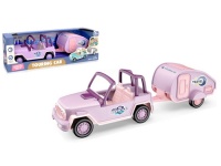 Auto dla lalek (dźwięk) z przyczepą w kartonie 40x13x12 cm