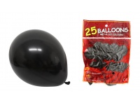 Balony lateksowe 10-calowe CZARNE kpl 25 szt ok. 25 cm 55 g