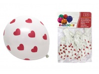 Balony lateksowe 12-calowe w serduszka BIAŁE kpl 10 szt ok. 30 cm 35 g