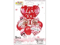 Balony lateksowe, foliowe LOVE 12,18,23-calowe MIX WZORÓW kpl 9 szt