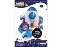 Balony lateksowe, foliowe RAKIETA 12,18,26-calowe NIEBIESKIE kpl 9 szt