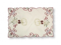 Serwetka świąteczna KREMOWA wyszywany wzór (Poinsecja, dwie świece) 42x30 cm