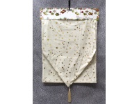 Bieżnik, szarfa na stół świąteczny, bożonarodzeniowy welur GWIAZDKI 180x32 cm KREMOWY