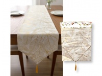 Bieżnik, szarfa na stół świąteczny, bożonarodzeniowy LIŚCIE 180x34 cm ZŁOTY