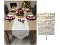 Bieżnik, szarfa na stół świąteczny, bożonarodzeniowy GWIAZDKI 180x35 cm BIAŁY