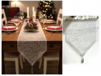 Bieżnik, szarfa na stół świąteczny, bożonarodzeniowy LINIE 180x35 cm SREBRNY