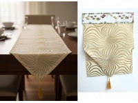 Bieżnik, szarfa na stół świąteczny, bożonarodzeniowy FALE 180x35 cm ZŁOTY