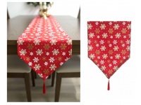 Bieżnik, szarfa na stół świąteczny, bożonarodzeniowy ŚNIEŻYNKI 180x32 cm CZERWONY