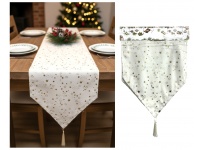 Bieżnik, szarfa na stół świąteczny, bożonarodzeniowy welur GWIAZDKI 180x32 cm KREMOWY