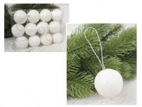 Bombka styropianowa - 4 cm BIAŁY BROKAT - kpl 12 szt