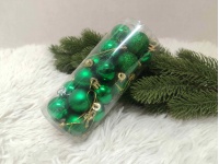 Bombki 3 cm ZIELONE ciemne - kpl 24 szt