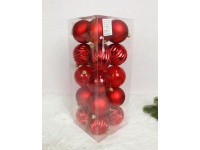 Bombki 7 cm kpl 20 szt CZERWONE mix wzorów