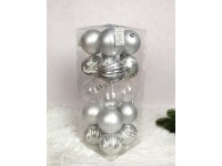 Bombki 7 cm kpl 20 szt SREBRNE mix wzorów