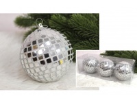 Bombki kula disco 10 cm SREBRNE kpl. 3 szt