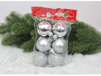 Bombki plastikowe 4 cm SREBRNE kpl. 6 szt