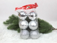 Bombki plastikowe 6 cm SREBRNE kpl. 6 szt