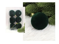 Bombki plastikowe flokowane 6 cm - kpl. 6 BUTELKOWA ZIELEŃ