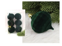 Bombki plastikowe flokowane 6 cm - kpl. 6 BUTELKOWA ZIELEŃ