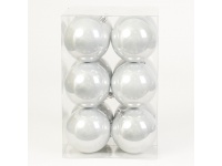Bombki plastikowe perła 8 cm (12szt.) SREBRNE