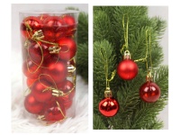 Bombki plastikowe TUBA 3 cm - kpl. 20 CZERWONE (połysk, mat, transparentne)