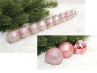 Bombki plastikowe TUBA 5 cm - kpl. 9 RÓŻOWE (połysk, mat, brokat)