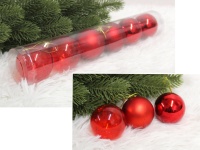 Bombki plastikowe TUBA 6 cm - kpl. 6 CZERWONE (połysk, mat, transparentne)