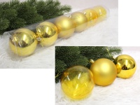 Bombki plastikowe TUBA 8 cm - kpl. 6 ZŁOTE (połysk, mat, transparentne)