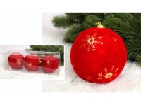 Bombki ŚNIEŻYNKI flokowane 10 cm CZERWONE kpl. 3 szt