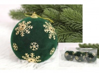 Bombki ŚNIEŻYNKI flokowane 10 cm ZIELONE kpl. 3 szt