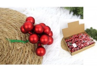 Bombki szkło na druciku wiązka 12 szt 2,5 cm wys. 12 cm - CZERWONE mix