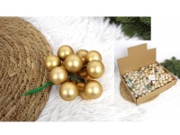 Bombki szkło na druciku wiązka 12 szt 2,5 cm wys. 12 cm - ZŁOTE mix