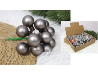 Bombki szkło na druciku wiązka 12 szt 2,5 cm wys. 12 cm - SREBRNE mix